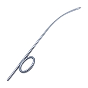 Wright Fascia Needle, Curved Shaft And Ring Handle With Polished Finish, 2mm Wide Tip, 1mm X 6mm Eye, And Overall Length Of 5 1/8" (130mm) 